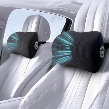 Imagem de Travesseiro de encosto de cabeça de carro super útil, travesseiro de carro para dirigir com alça ajustável, travesseiro de pescoço 100% de espuma de memória, design ergonômico - travesseiro de pescoço