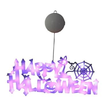 Imagem de Fenteer Letreiro de para decoração de Halloween, sala de estar, festa em casa, arte, fazenda, pendurado, criativo, interior, letreiro de LED, Roxo
