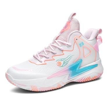 Imagem de Bolognifi Tênis de basquete masculino antiderrapante para treinamento ao ar livre Equipamento de basquetebol(Pink4,35 BR)