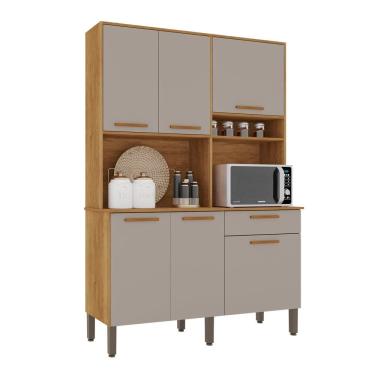 Imagem de Armário Cozinha New Siena 5 Portas Abrir 1 Porta Basculate 1 Gaveta Salleto Cinamomo-off White