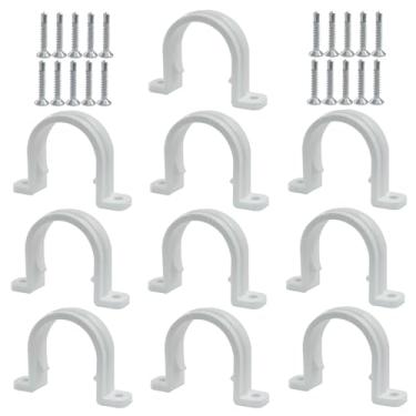 Imagem de PHITUODA 10 conjuntos de grampos de tubulação de conduíte SCH de 1 polegada (32 mm), clipes de tubo de PVC não metálicos, clipes de plástico de dois furos para instalação elétrica/empreiteiros