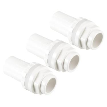 Imagem de Unifizz 3 peças 70 mm x 37 mm (2-3/10.2 cm x 1-1/5.1 cm) Adaptador de mangueira farpada PVC conector de torneira reta branco para aquário e abastecimento de água