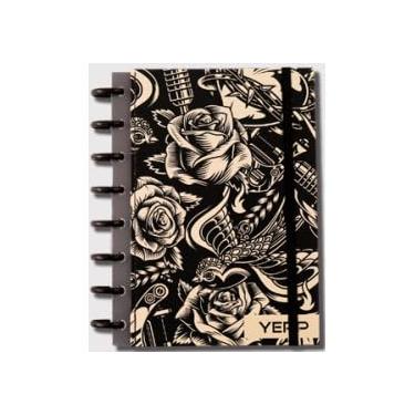 Imagem de Caderno Com Discos Tamanho A5 100 Folhas Pautadas 14,1 * 20,5 CM (FLOR NEGRA)