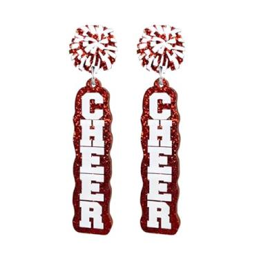Imagem de Dreuyet Brincos de megafone cheerleader com glitter para mulheres, leves, brincos de acrílico para dia de jogo, joias presentes para treinadores de equipes de torcida, Medium, Acrílico, Sem pedra