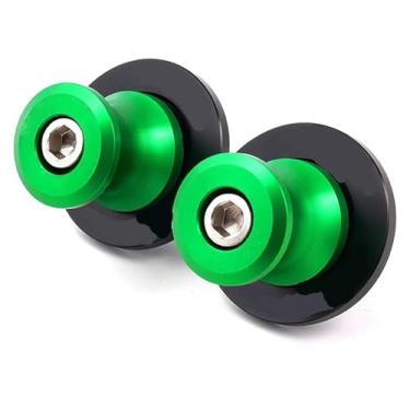 Imagem de BYYINGSUS Carretéis de braço oscilante de motocicleta suportes traseiros deslizantes de parafuso CNC compatível com Ninja ZX6R ZX636 250SL 250 300 400 650 1000SX M8/M10 (8 mm-verde)