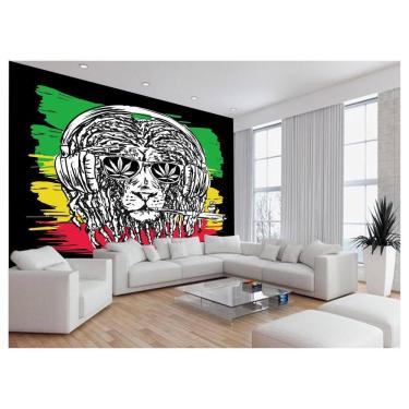 Imagem de Papel De Parede Arte Leão Fumo Reggae Legalize 3,5M Tra35