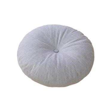 Imagem de pufe Almofada de tecido redondo futon linho espessado almofada chão japonesa(Gray,50x50x13cm)