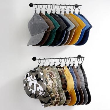 Imagem de Suporte para chapéu de parede com 20 ganchos, suporte de chapéu de metal, moderno, cabide de parede, para armário, porta, quarto, entrada, lavanderia, conjunto com 2