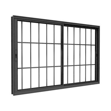 Imagem de Janela de Alumínio de Correr Lateral 2 Folhas Móveis com Grade 100x150cm Lucasa Ideale Preto