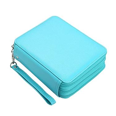 Imagem de Lbxgap Estojo de lápis de poliuretano – Organizador de lápis colorido com 72 compartimentos com zíper para canetas de aquarela, estojo organizador para artistas