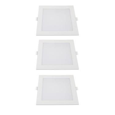 Imagem de 3 Plafon Led Ourolux Embutir Branco Neutro 18w Bivolt