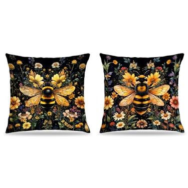 Imagem de 557CY-2SMBZ-flor de abelha, capas de travesseiro 18x18