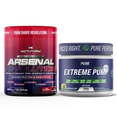 Imagem de Kit Pré Treino Arsenal Revolution Metaform + Pré Treino Extreme Night S/ Cafeína Pure Athletic-Unissex