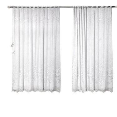 Imagem de Cortina Branca Renda Com Forro Sala Roseiral 3,50X 2,20 Alt - Interlar