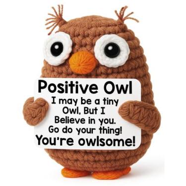 Imagem de Toy Figure Hweijm Positive Owl Crochet Desk Buddy 5,5x5x7,5 cm