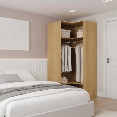 Imagem de Guarda-roupa de Canto Reto Modular 95cm sem Portas com Cabideiros Jade