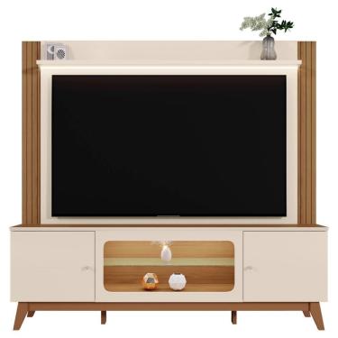 Imagem de Estante Home Maceió Off White/amêndoa Para Tv Até 75” - Mobler Off White/amêndoa
