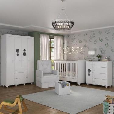 Imagem de Quarto Completo+Poltrona E Puff Mp4085 Branco Branco - MULTIMOVEIS