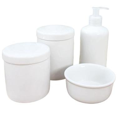 Imagem de Kit Higiene Bebê Lavabo 4 Peças em Porcelana Branca de Alta Qualidade 