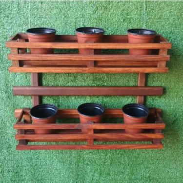 Imagem de FLOREIRA JARDIM VERTICAL DE MADEIRA COM CACHEPOT 80x50 - Metalgom