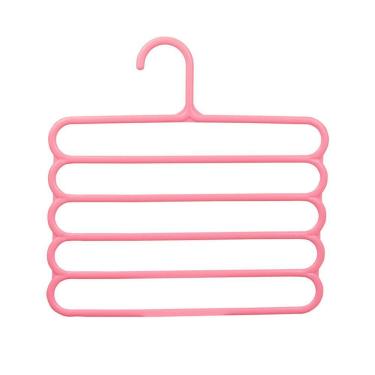 Imagem de Cabide Multiuso Calças Saias Bermudas 5 Espaços Rosa