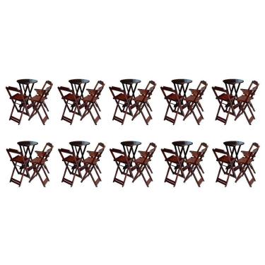 Imagem de Kit 10 Jogos De Mesa Bistrô De Madeira Dobrável Com 3 Banquetas - Imbuia