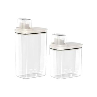 Imagem de Kit Organizadores De Lavanderia Multiuso 2,3L e 1,5L Dispensers De Sab