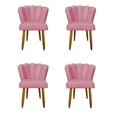 Imagem de Kit 4 Cadeiras Para Mesa De Jantar Flor - Balaqui Decor Cor: Rosa