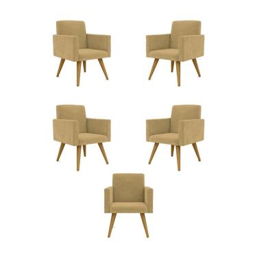 Imagem de Kit 05 Poltronas Nina Decorativa Para Recepção Balaqui Decor Cor:capuccino