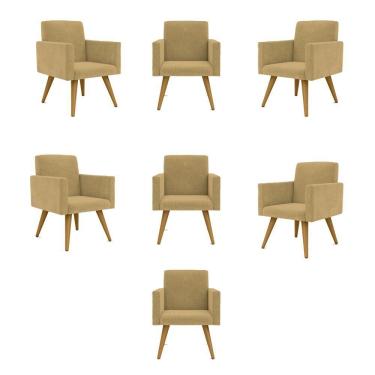 Imagem de Kit 07 Cadeiras Poltronas Decorativa - Escritório - Recepção Cor:capuccino