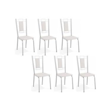 Imagem de Cadeiras De Cozinha Florença C005 Kit 6 Un Cromada - Assento Branco 106 - Kappesberg