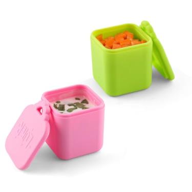 Imagem de 2un Recipientes Molho para Omiebox Compatíveis, Recipientes Silicone Molho de Salada 4oz Adequados para a Maioria das Lancheiras Piqueniques Infantis e Viagens (Verde, Rosa)