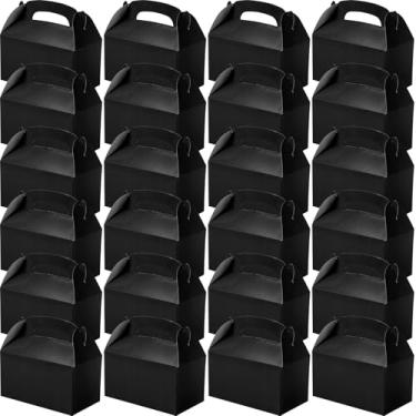 Imagem de yptniginu 24 caixas pretas de lembrancinhas de festa, caixa de presente de papel empena, doces, lanches e bolos, para lembrancinhas de aniversário e casamento (preto)