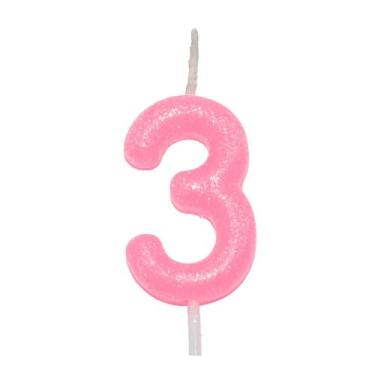 Imagem de Vela de Aniversário Candy Color Rosa Número 3 SilverFestas