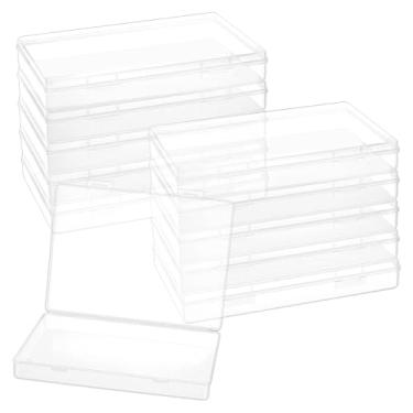 Imagem de BENECREAT Caixa de plástico transparente, 12 peças, recipientes retangulares transparentes de 22 x 16 x 3 cm com tampa articulada para cartão, canetas, bateria, itens pequenos