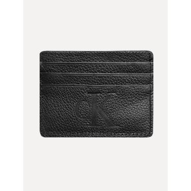 Imagem de Carteira Calvin Klein Jeans Porta Cartão Couro CK Queima Preta-Masculino