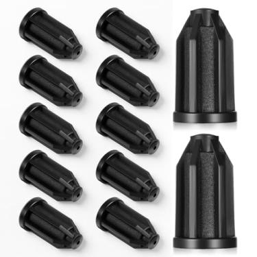 Imagem de Soquete de rodízio de plástico com 12 peças, manga preta, soquete de rodízio, inserções redondas, rodízios duráveis, inserções de haste de 7/40.6 cm, mangas internas de haste de inserção de plástico