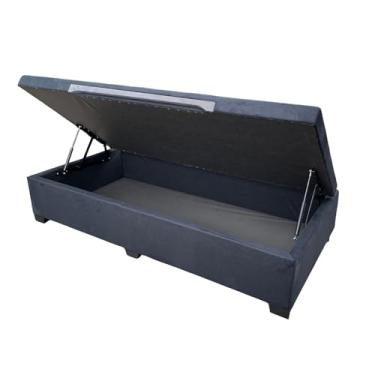 Imagem de Cama Box Baú Solteiro Suede Luxo - Imperium do Sono - Acabamento Reforçado, Amplo Espaço (188x88x44, Suede Preto)