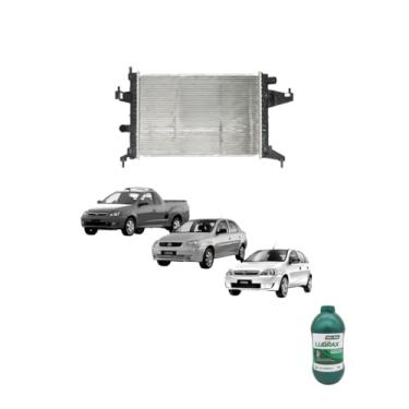 Imagem de Kit Radiador GM Corsa 2002 Montana 1.8 2003 com Aditivo Lubrax Verde 1L