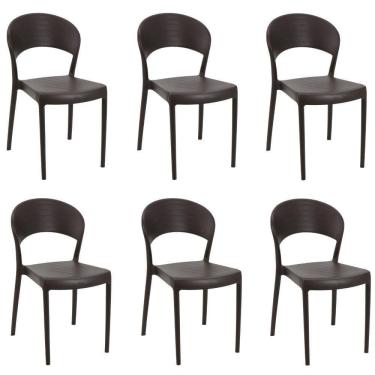 Imagem de Kit 6 Cadeiras Sissi Encosto Fechado Marrom Tramontina 92046/419