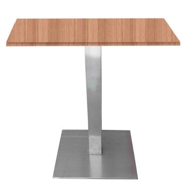 Imagem de Mesa Quadrada Alpha Inox Prata 73,50 Cm (altura) Tampo Mdp Quadrado 80 Cm Noce Naturalle (larg)