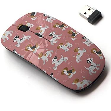 Imagem de Mouse sem fio de 2,4 G com design de padrão fofo para todos os laptops e desktops com nano receptor - Funny Puppies Beagle