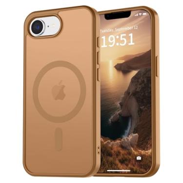 Imagem de vnnink Capa para iPhone 16e, capa magnética fosca de grau militar, proteção contra quedas translúcida - Capa protetora protetora contra choques fina, resistente, durável, à prova de choque - marrom