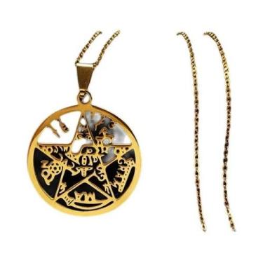 Imagem de Colar Unissex De Aço Inoxidável Com Pingente Pentagrama Tetragrammaton