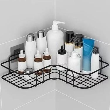 Imagem de Kit 2 Prateleiras com Adesivo Forte para Parede | Organizador de Banheiro e Cozinha | Suporte para Shampoo e Sabonete Sem Furos(1 Prateleira Canto (NAO KIT))