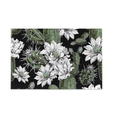 Imagem de WELLDAY Quebra-cabeça cacto flores pretas 1000 peças grande jogo de arte para adultos adolescentes