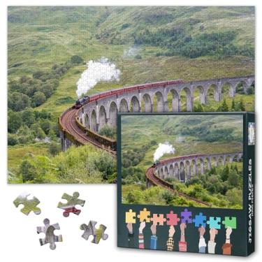 Imagem de Quebra-cabeças para adultos 1000 peças, quebra-cabeça de trem a vapor jacobita, viaduto glenfinnan, quebra-cabeça adulto para adultos, jogos educativos divertidos ou brinquedos para amigos idosos 50 x