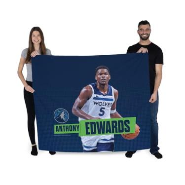 Imagem de Northwest NBA Minnesota Timberwolves Anthony Edwards Wall Hanging, pôster para quarto de meninos e meninas, arte de parede de basquete, 86 x 101 cm