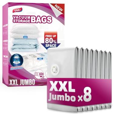 Imagem de TAILI Pacote com 8 sacos de armazenamento a vácuo, 2GG jumbo (124 x 99 cm), sacos selados a vácuo para edredom e cobertores, roupa de cama, roupas, sacos gigantes para grandes brinquedos de pelúcia