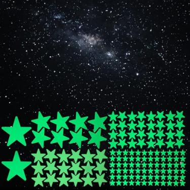 Imagem de Adesivos de estrela que brilham no escuro, 614 peças, 6 tamanhos, decoração de parede para quarto infantil, berçário, festa